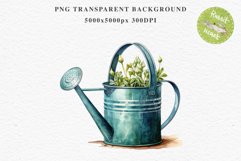 Farm Spring Green Plant Basket Vase Daisies Pansies Lilies PNG Scrapbooking Art Watercolor Transparent wedding invitation shirt designs romantic digital bloom