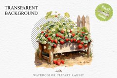 Farm Spring Strawberry Berries in Pot Vase Fruits Food PNG Scrapbooking Art Watercolor Transparent wedding invitation shirt designs romantic digital bloom
