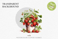 Farm Spring Strawberry Berries in Pot Vase Fruits Food PNG Scrapbooking Art Watercolor Transparent wedding invitation shirt designs romantic digital bloom