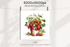 Farm Spring Strawberry Berries in Pot Vase Fruits Food PNG Scrapbooking Art Watercolor Transparent wedding invitation shirt designs romantic digital bloom