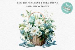Farm Spring White Flowers Basket Vase Daisies Lilies Wedding PNG Scrapbooking Art Watercolor Transparent wedding invitation shirt designs romantic digital bloom