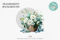 Farm Spring White Flowers Basket Vase Daisies Lilies Wedding PNG Scrapbooking Art Watercolor Transparent wedding invitation shirt designs romantic digital bloom