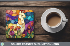 GorgeousFarm Stained Glass Flowers Square Coaster design.