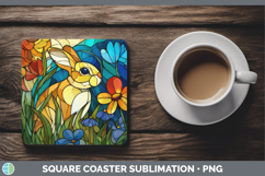 GorgeousFarm Stained Glass Flowers Square Coaster design.