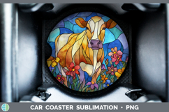GorgeousFarm Stained Glass Flowers Car Coaster design.