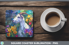GorgeousFarm Stained Glass Flowers Square Coaster design.
