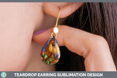 GorgeousFarm Stained Glass Flowers Teardrop Earrings design.