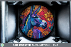 GorgeousFarm Stained Glass Flowers Car Coaster design.