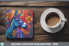 GorgeousFarm Stained Glass Flowers Square Coaster design.