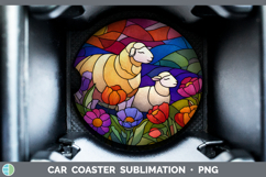 GorgeousFarm Stained Glass Flowers Car Coaster design.