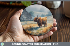 GorgeousFarm Sunset Round Coaster design.