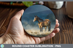 GorgeousFarm Sunset Round Coaster design.