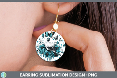 GorgeousFarm Teal Drips Round Earrings design.