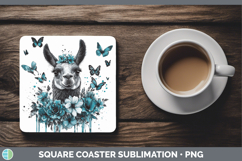 GorgeousFarm Teal Drips Square Coaster design.
