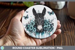 GorgeousFarm Teal Drips Round Coaster design.