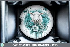 GorgeousFarm Teal Drips Car Coaster design.