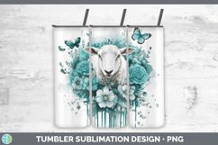 GorgeousFarm Teal Drips Tumbler design.