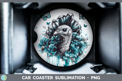 GorgeousFarm Teal Drips Car Coaster design.