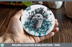 GorgeousFarm Teal Drips Round Coaster design.