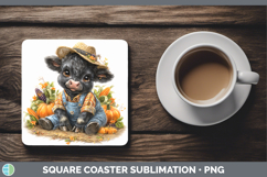 GorgeousFarm Thanksgiving Overalls Square Coaster design.