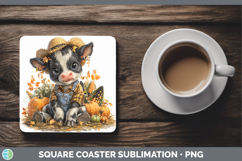 GorgeousFarm Thanksgiving Overalls Square Coaster design.