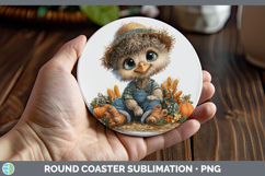GorgeousFarm Thanksgiving Overalls Round Coaster design.