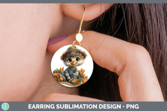GorgeousFarm Thanksgiving Overalls Round Earrings design.