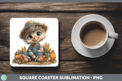 GorgeousFarm Thanksgiving Overalls Square Coaster design.