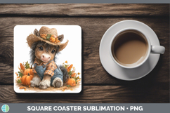 GorgeousFarm Thanksgiving Overalls Square Coaster design.