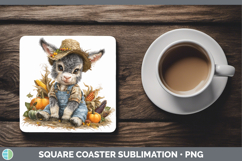 GorgeousFarm Thanksgiving Overalls Square Coaster design.
