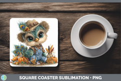 GorgeousFarm Thanksgiving Overalls Square Coaster design.