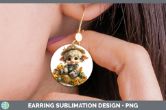 GorgeousFarm Thanksgiving Overalls Round Earrings design.