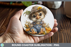 GorgeousFarm Thanksgiving Overalls Round Coaster design.