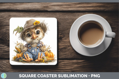 GorgeousFarm Thanksgiving Overalls Square Coaster design.
