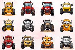 Watercolor Farm Tractor Watercolor Clipart Bundle Product Image 2
