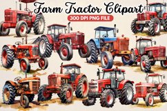Farm Tractor Watercolor Clipart Bundle - 13 Designs Product Image 1