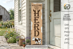3D Farm Vertical Door Sign LaserCut. Welcome to the herd SVG Product Image 1
