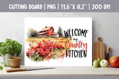 Farmhouse Glass Kitchen Cutting Board Sublimation Design PNG Product Image 1