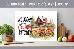 Farmhouse Glass Kitchen Cutting Board Sublimation Design PNG Product Image 1