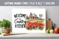Farmhouse Glass Kitchen Cutting Board Sublimation Design PNG Product Image 1