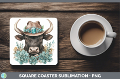GorgeousFarm Western Teal Square Coaster design.