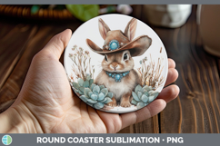 GorgeousFarm Western Teal Round Coaster design.