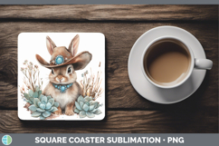 GorgeousFarm Western Teal Square Coaster design.