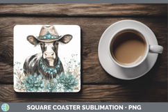GorgeousFarm Western Teal Square Coaster design.