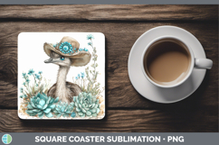 GorgeousFarm Western Teal Square Coaster design.