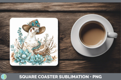 GorgeousFarm Western Teal Square Coaster design.