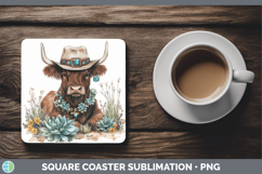 GorgeousFarm Western Teal Square Coaster design.