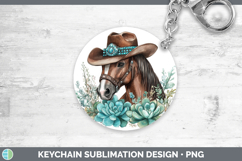 GorgeousFarm Western Teal Keychain design.