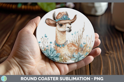 GorgeousFarm Western Teal Round Coaster design.