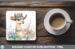 GorgeousFarm Western Teal Square Coaster design.